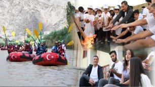 HAKKÂRİ'DE TELAFİ ETKİNLİKLERİ KAPSAMINDA DOĞA KAMPI VE RAFTING YAPAN GENÇLERİN COŞKUSUNA BAKAN SELÇUK DA ORTAK OLDU